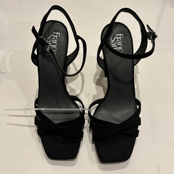 Franco Sarto NWT Damaris Faux Leather Black Heeled Sandals no box - Picture 6 of 8